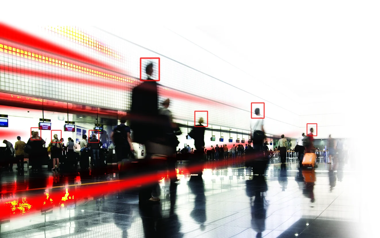 Computer vision detecting people in a busy terminal